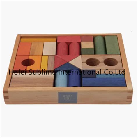 Kids Natural Color Solid Beech Wood Wooden Building Construction Blocks