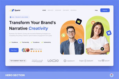 Sparkr Creative Marketing Hero Section Figma Template Design