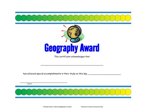 Geography Award Certificate Template The Master Planner Download