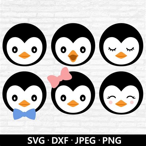 Penguin Face SVG, Penguin Clip Art, Penguins SVG, Penguin Cricut, Layered Files, Kawaii Animal ...