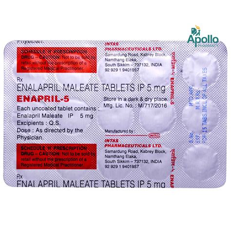 Enapril 5 Tablet 15s Price Uses Side Effects Composition Apollo