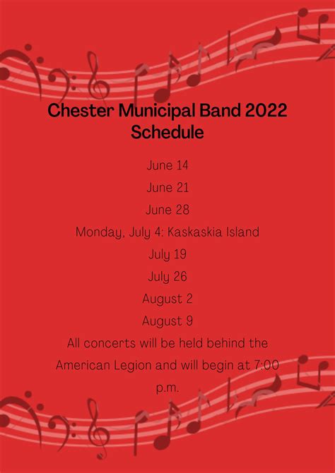 Municipal Band Schedule | Chester, Illinois