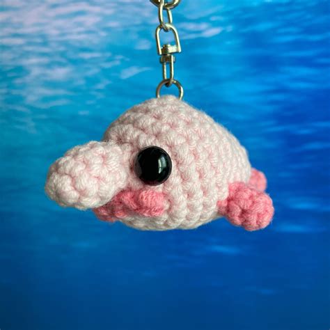 Blobfish Handmade Crochet Keychain Mr Blobby Etsy