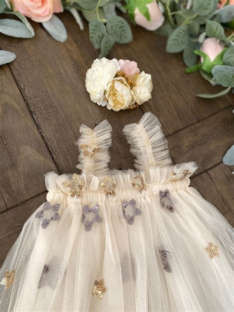 Gold First Birthday Dress Champagne Baby Dress Twinkle Etsy