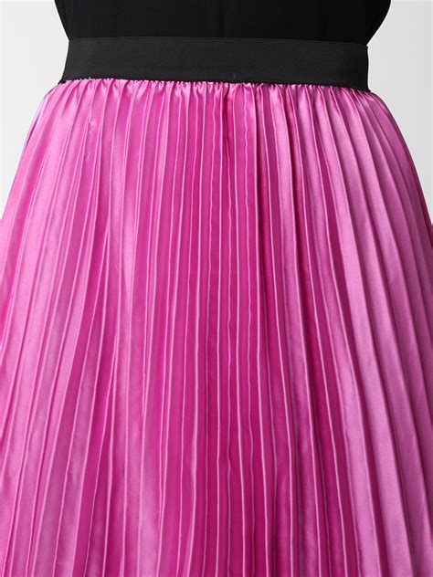 Womens Lavender Satin Pleated Skirt Stylestone