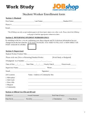 Fillable Online New Matc Student Worker Enrollment Form New Matc Edu