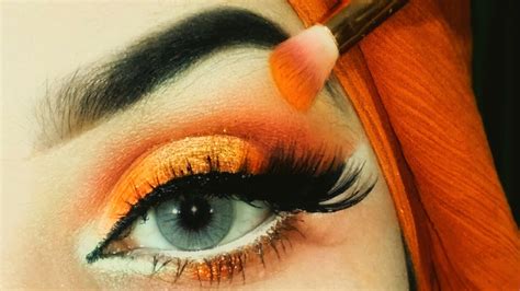 Morphe Warm Orange Glitter Eye Makeup Tutorial By Erum Step By Step Glitter Cut Crease Youtube