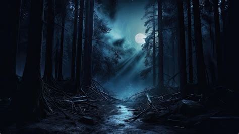 Premium AI Image | A photo of a spooky forest full moon backdrop