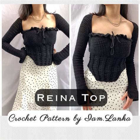 Reina Top Crochet Pattern Crochet Top Long Sleeves Corset Etsy Australia