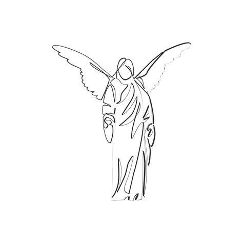 Vector Illustration Of An Angel Statue Drawn In Line Art Style 12605677 Vector Art At Vecteezy