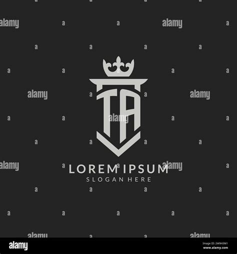 Initial Ta Shield And Crown Logo Style Vector Graphic Stock Vector