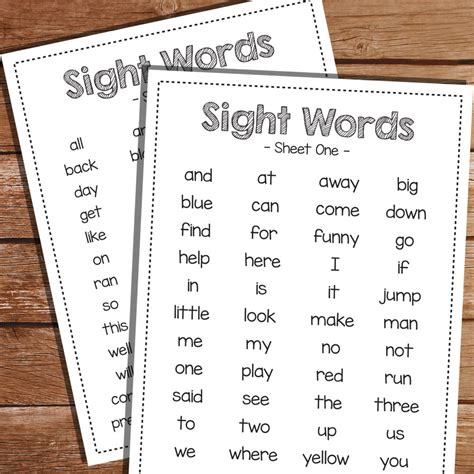 Sight Word Printables