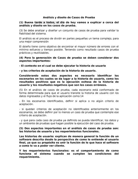 Análisis Y Diseño De Casos De Prueba Análisis Y Diseño De Casos De Prueba 1 Buena Tarde A