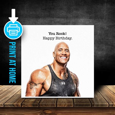 Tr0031d The Rock Birthday Card Dwayne Johnson Digital Etsy