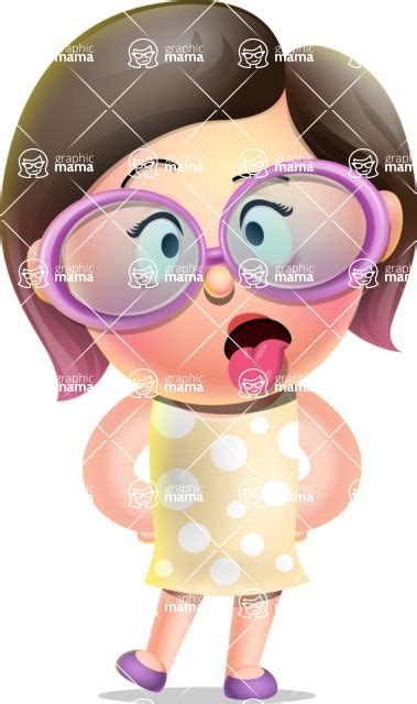 Girl With Polka Dot Dress Cartoon 3d Vector Character 112 Illustrations Making Face