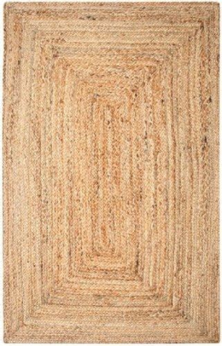 Contemporary Style Decorative Rectangular Natural Brown Braided Jute