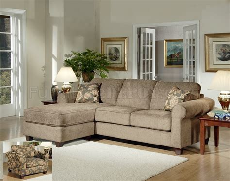 Tan Fabric Living Room Modern Sectional Sofa W Optional Chair