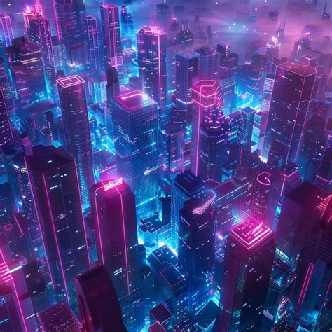 Premium Photo Neon Cityscape Background Ai Generative