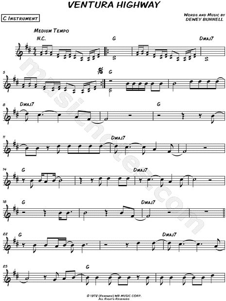 Ventura Highway Guitar Chords