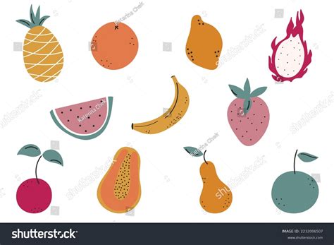 Doodle Set Fruits Berrieshand Draw Vector Stock Vector Royalty Free