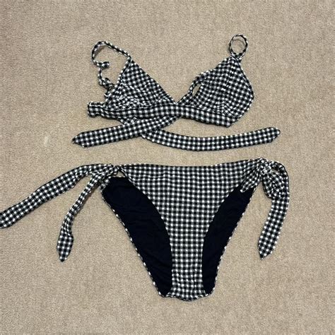 Ganni Gingham Black White Bikini Depop