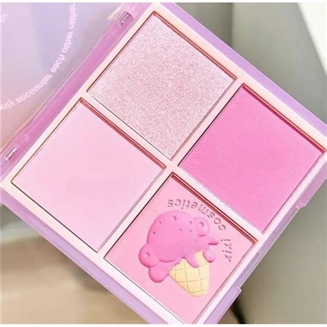 HOT XIXI Bảng Phấn Mắt Má Kèm Highlight Bắt Sáng 4 Ô Xixi ICE CREAM COOL TONE HỒNG Shopee