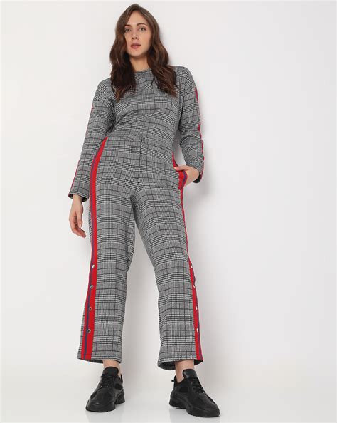 Buy Grey High Rise Check Co Ord Sweatpants For Women Online