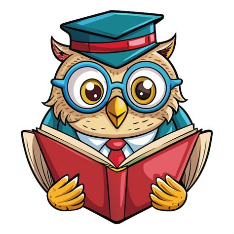 Premium Vector Cute Owl Reading Book In Cartoon Vector Clipart