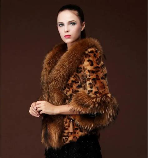 Casaco De Pele Feminina Casacos De Inverno Meia Manga Leopardo