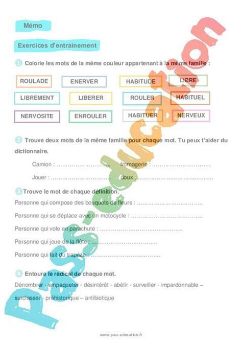 Les Familles De Mots Cm Soutien Scolaire Pour Les L Ves En