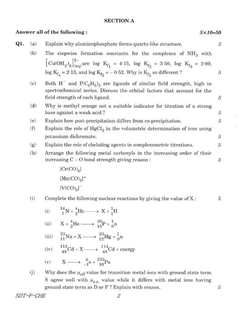 Combined Geo Scientist And Geologist Chemistry Paper I Examination