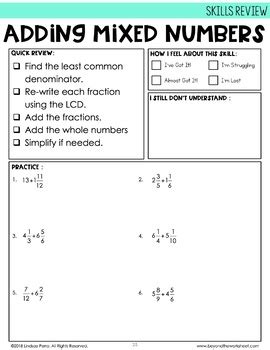 5th Grade Math Skills Review Sheets by Lindsay Perro | TpT