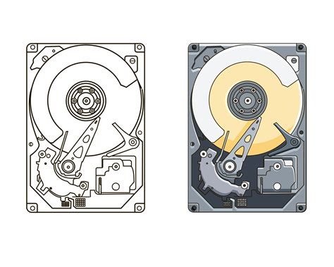 Vector Illustration Of Hard Drive Disk Line Art Cartoon