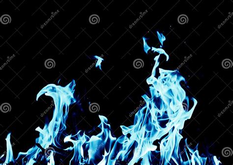 Abstract Background Of Blue Flame Fire On Black Background Stock Image