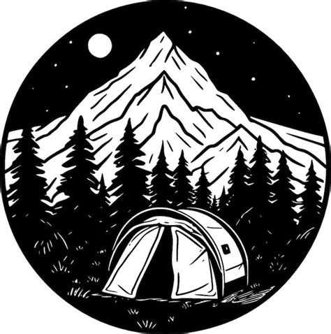 Premium Vector Camping Black And White Isolated Icon Vector Illustration