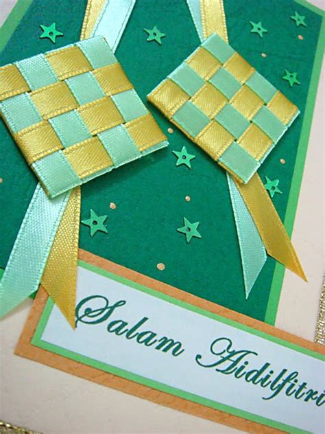 Azlina Abdul Green And Yellow Ketupat Ribbon Cards