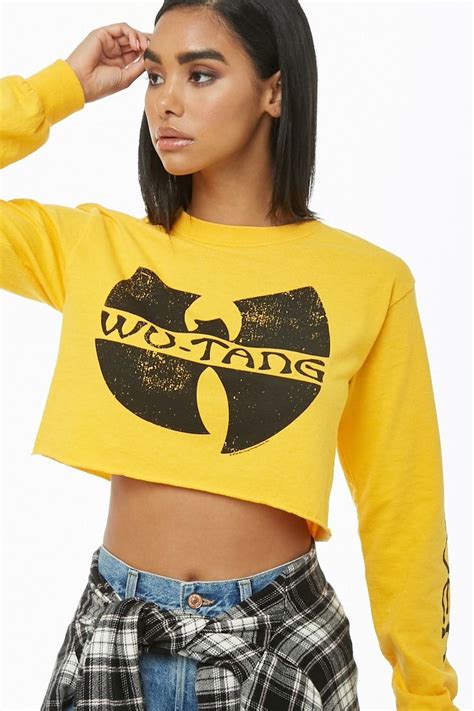 Wu Tang Graphic Cropped Tee Autumn Fashion 2018 Yellow Fashion