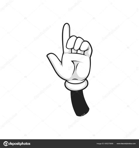 Hand Glove Gesture Raised Index Finger Isolated Cartoon Glove Pointing