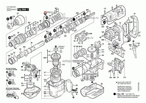 Запчасти для перфоратора Bosch GBH 5-40 DCE деталировка 1 (3611B64000 ...