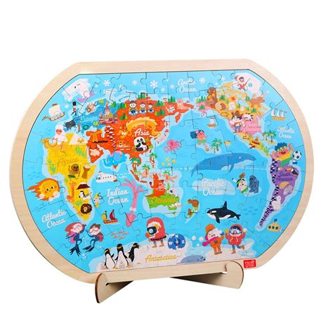 45*30 CM Large The World Map Puzzle Kids Wooden To... – Grandado