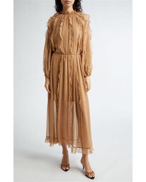 Zimmermann Tranquility Billow Long Sleeve Silk Georgette Dress In