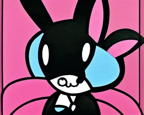 A Super Cute Black Bunny Fine Art By Romero Britto Stable Diffusion