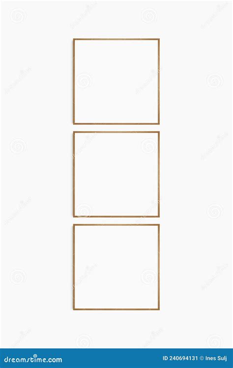 Frame Mockup Square Set Of Three Thin Cherry Wood Frames Stock