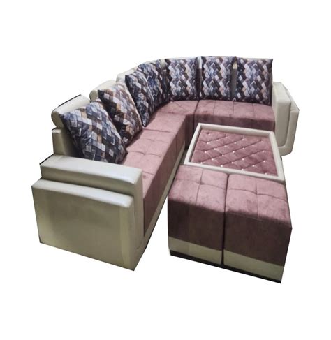 Cream And Pink 5 Seater L Shape Corner Sofa Set For Home At Rs 27000