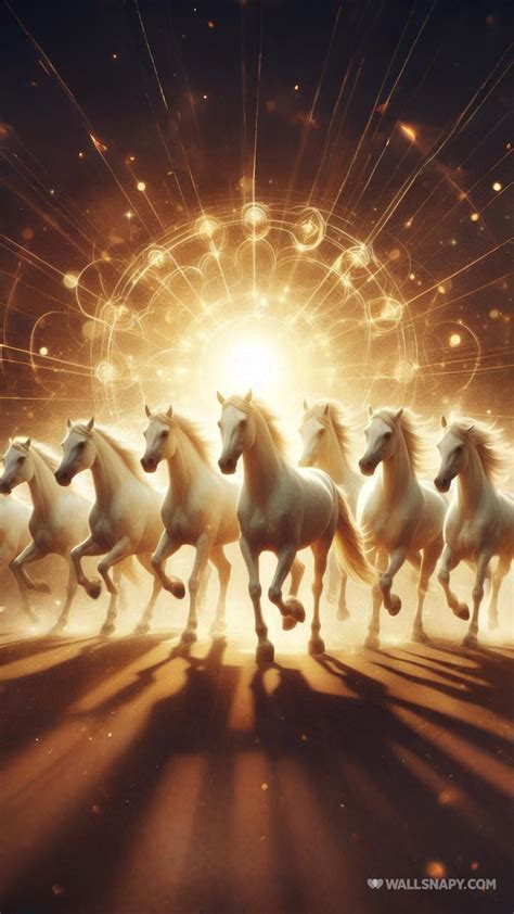 golden white sunrise  horses ai wallpaper iphone