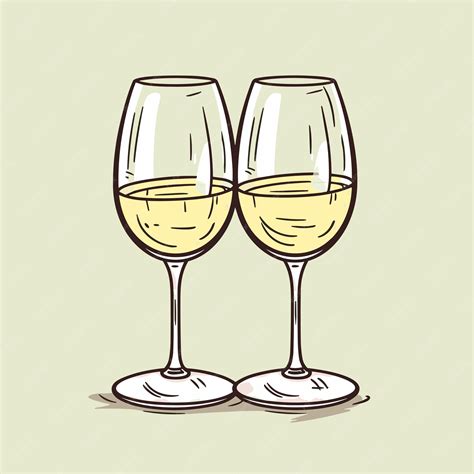 Premium Vector Two Glasses Of White Wine Icon Vector Illustration