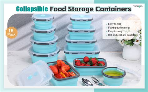 Amazon Yaomiao 16 Pack Collapsible Food Storage Containers With