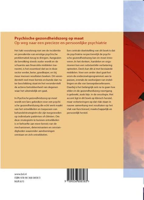 Psychische Gezondheidszorg Op Maat Jc Van Der Stel Boek