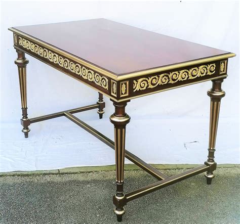 Proantic Bureau Plat En Acajou Et Bronze Style Sormani Napoleon Napol