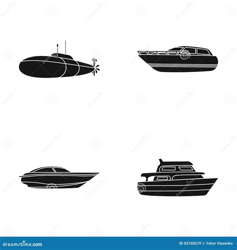 Big Set Of Sea Ships Water Carriage And Maritime Transport In Flat